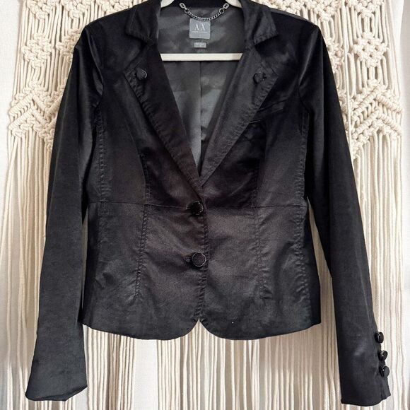 Armani Exchange Women’s Black Velvet Blazer – Size Large, GUC - Picture 1 of 5
